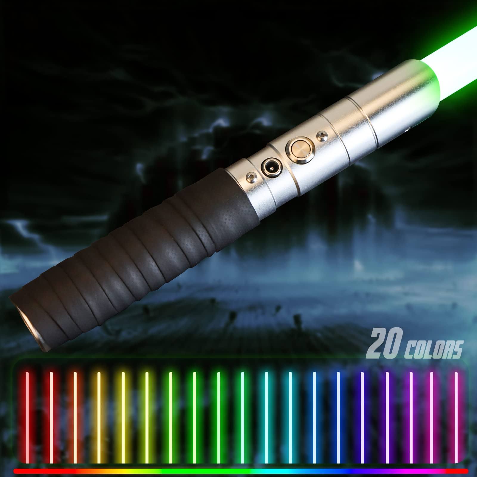Lightsaber Metal Hilt 20 Colors with 7 Modes Light Effect Sound Type Dueling Light up Saber for Kids and Adults Children's Day (Silver Top Configuration)…