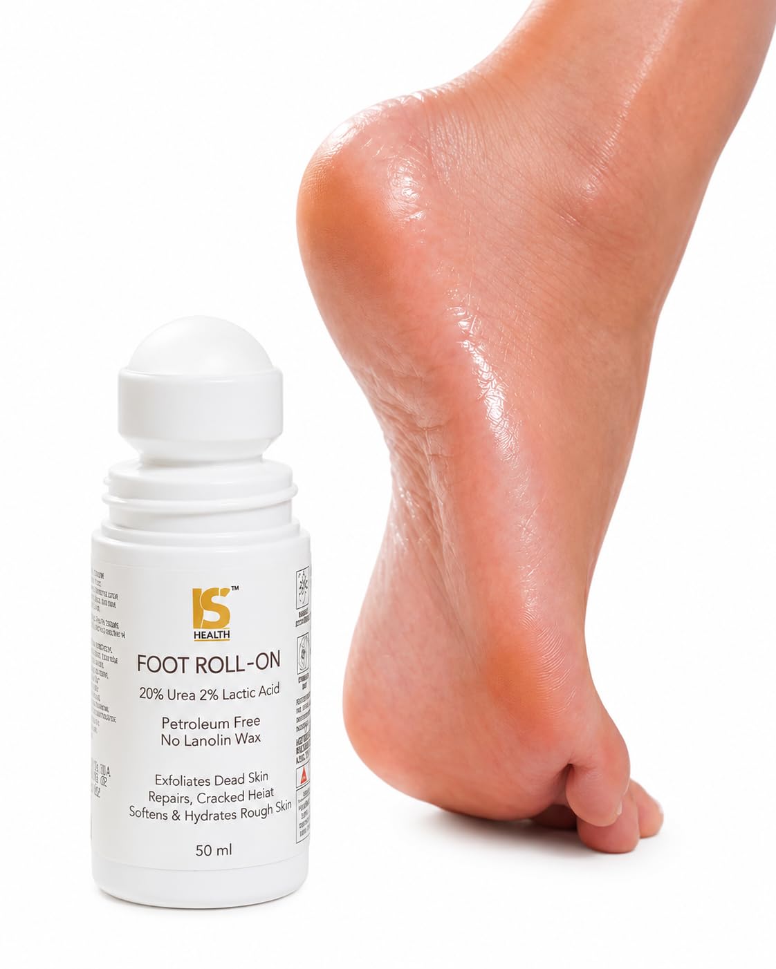 HealthStores Foot Roll-On with 20% Urea and 2% Lactic Acid | Softens & hydrtes Dry Rough Skin | Targetted Gentle Exfoliation of Dead Skin Cells | Softens Calluses, Repairs Cracked Heels and Restores Flexibility | Petroleum & Lanolin Wax Free-picture-52