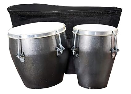 GT manufacturers Professional Two Piece Hand Made Wooden Bango Drum Set With Bag (Grey)