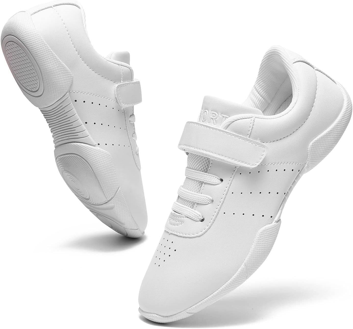 Girls Cheer Shoes White Cheerleading Shoes Dance Athletic Training Tennis Breathable Youth Dancing Lightweight Competition Comfortable Cheer Sneakers
