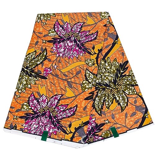 HollandaisWax Tissu de cire véritable africaine avec impression de cire dorée Batik doux Pagne Nigeria Ankara 1513
