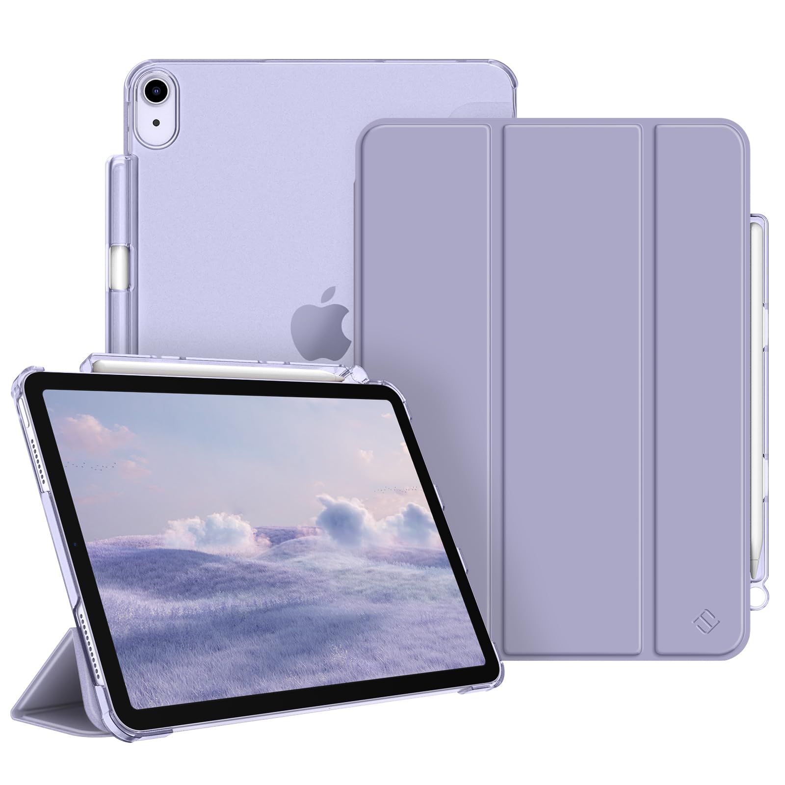 Fintie Hülle für iPad Air 11 Zoll M4/M3/M2 (2026/2025/2024), iPad Air 5./4. Generation (2022/2020) 10,9 Zoll mit Stifthalter, ultradünne leichte Schutzhülle mit transparenter Rückseite,
