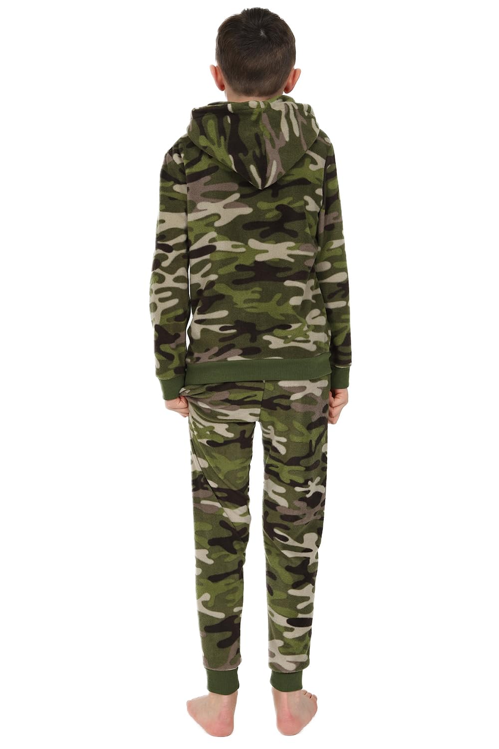 ThePyjamaFactory Pigiama lungo in pile mimetico verde per bambini