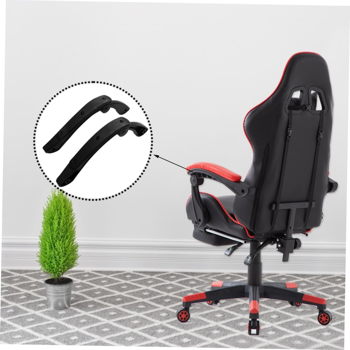 1pair Movable Plastic Armrest Accessories for Office and Computer Chairs Ergonomic Design for Enhanced Easy to Install Black