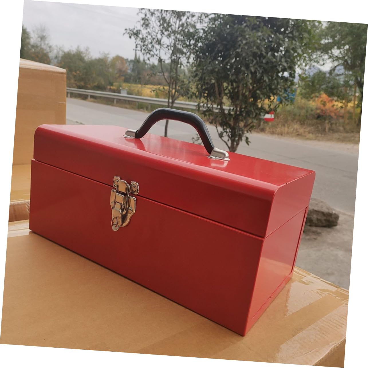 Cassetta Attrezzi in Lamiera, Monostrato, Portatile, Rosso | Acciaio Laminato a Freddo, Classificazione Ordinata, Facile da Trasportare, Spazio Singolo per Accessori e Utensili