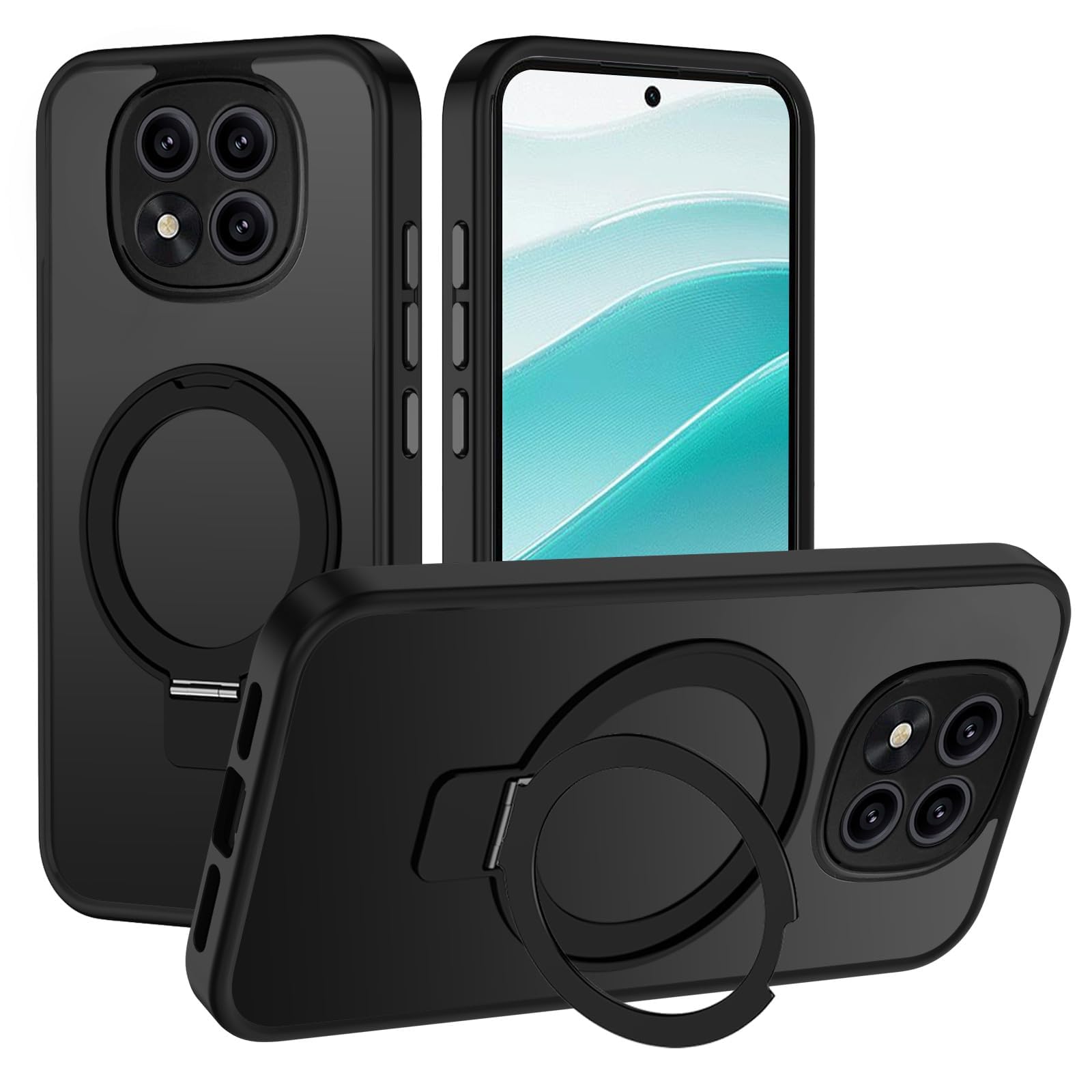 Jusy Custodia Per Xiaomi Redmi Note 14 Pro Plus 5G - Nero/Oro, Con Anello Girevole 360° E Supporto Magnetico - 3