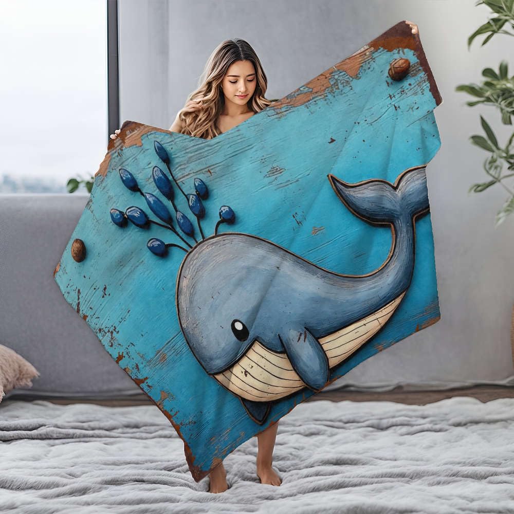 Couverture pour maman motif baleine bleue lit flanelle douce