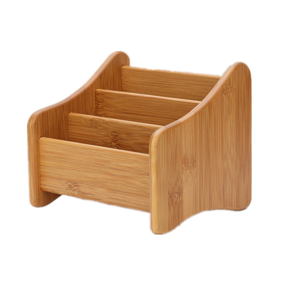 DimiDay Desk Organizer Storage Box Home Office Wooden Multi-function Organizer for Cell phone Pen/Pencil Business Cards Note Paper Remote Control Holder