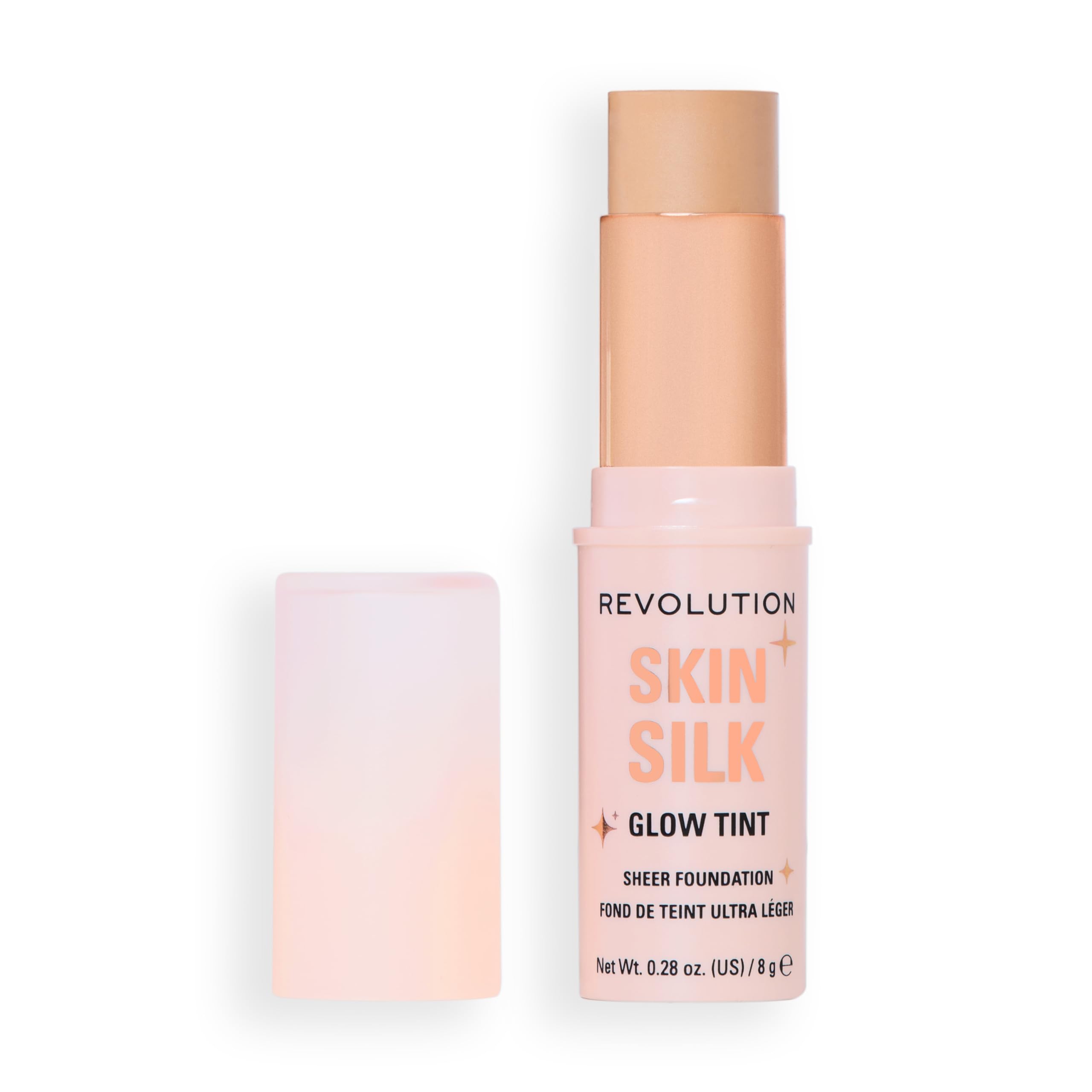 Revolution Skin Silk Glow Tint Sheer Foundation Stick, For Luminous Skin, Banish Blemishes & Smooth Fine Lines, Shade Light Neutral, 8g