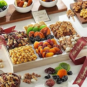 Broadway Basketeers Dried Fruit And Nuts Sympathy Gift Basket – A Healthy Assortment of Fruits And Nuts, Great for Condolences and Bereavement, Corporate, Men, Women