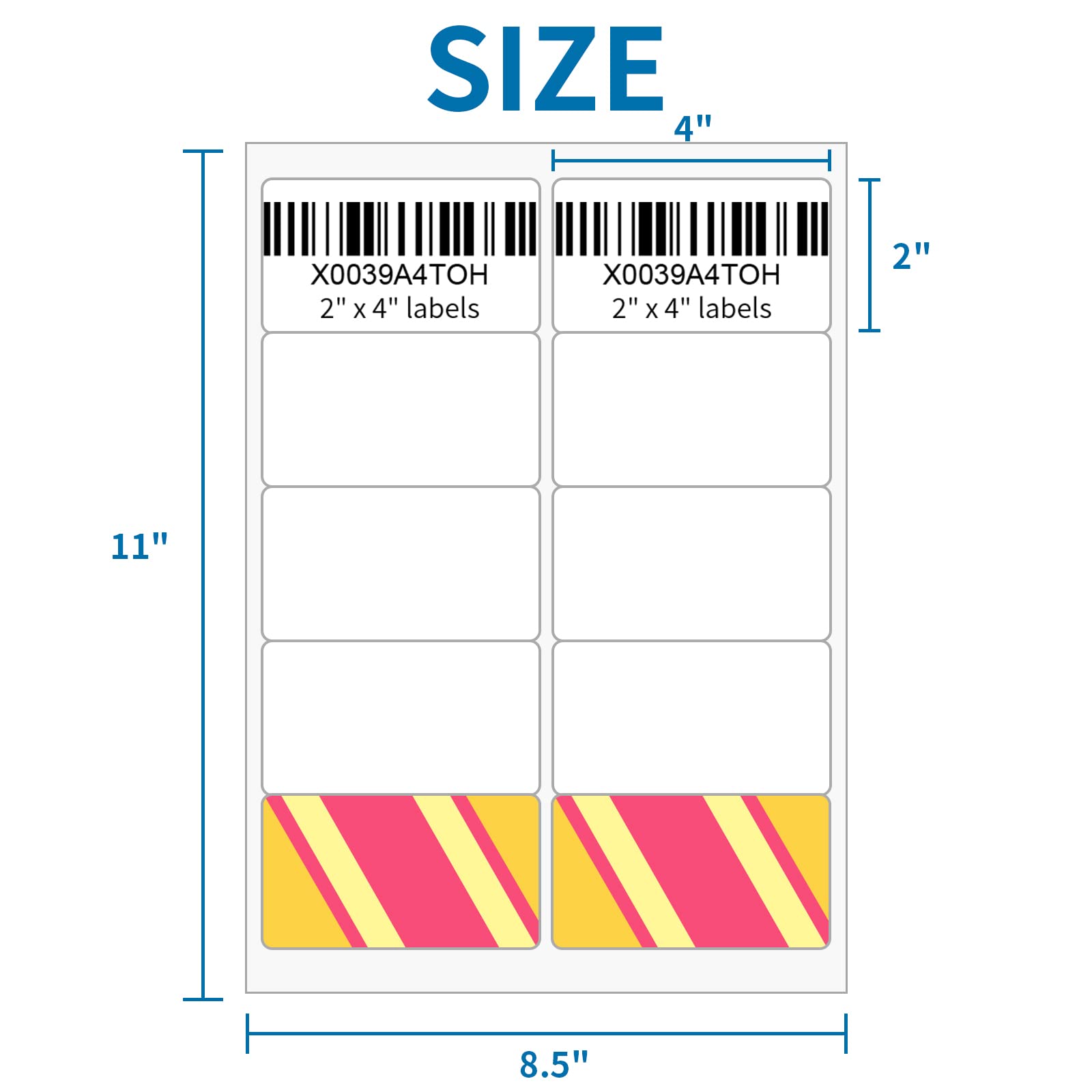 Etichette per spedizioni stampabili, 5,1 x 10,2 cm, 5000 etichette per indirizzi stampabili, fogli bianchi per stampanti laser a getto d'inchiostro (10 etichette/foglio, 500 fogli)