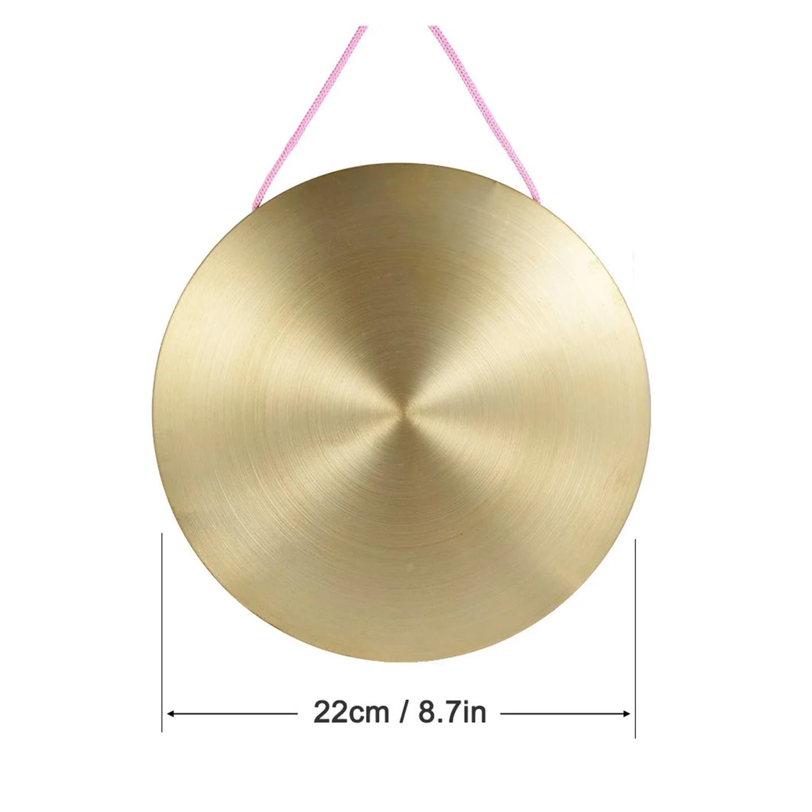 22 / 30cm Hand Gong Cymbals Brass Copper Gong Chapel Opera Percussion Instrument with Round Play Hammer & Hanging Rope (Color : Gold, Size : 22cm)