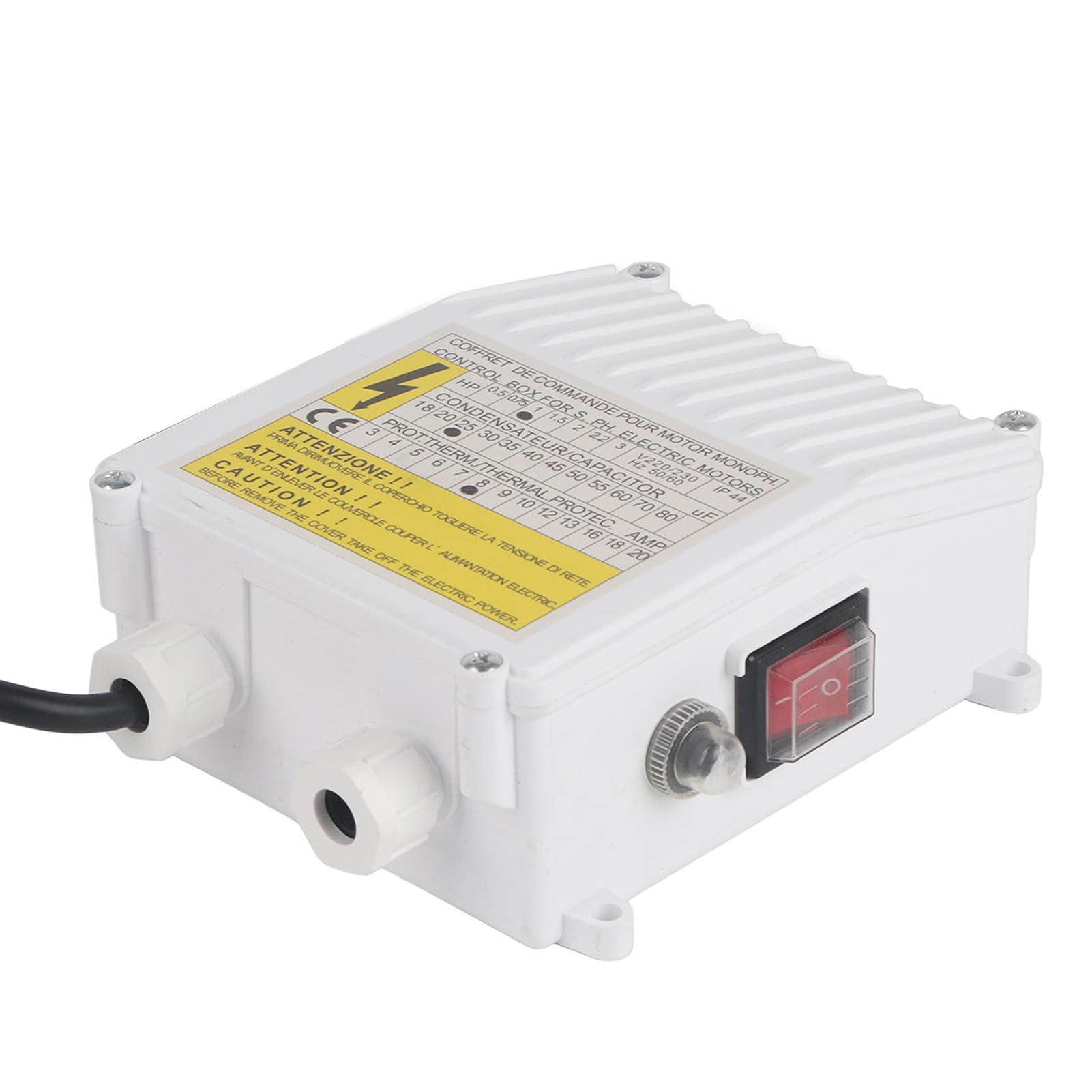 Boîte de contrôle de la pompe dans disjoncteur thermique ABS cuivre contrôleur de pompe à succion pour pompes à aspiration domestique Deep Well Submersible (750 W Prise UE 220 V)