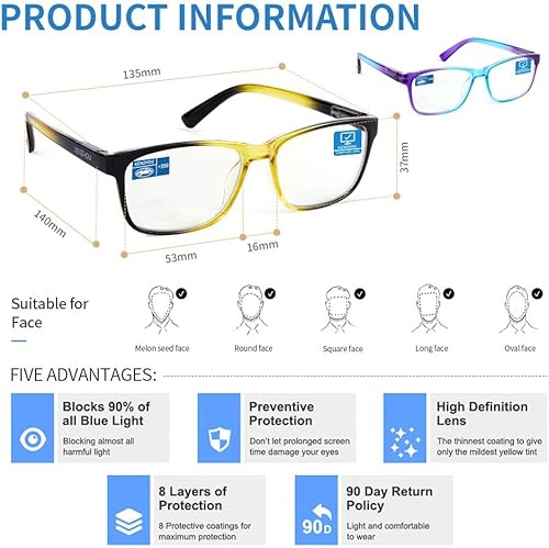 Miniatura 6 de K KENZHOU Paquete de 2 lentes de lectura progresivos multienfoque para mujeres y hombres, con bloqueo de luz azul, lectores y anteojos para