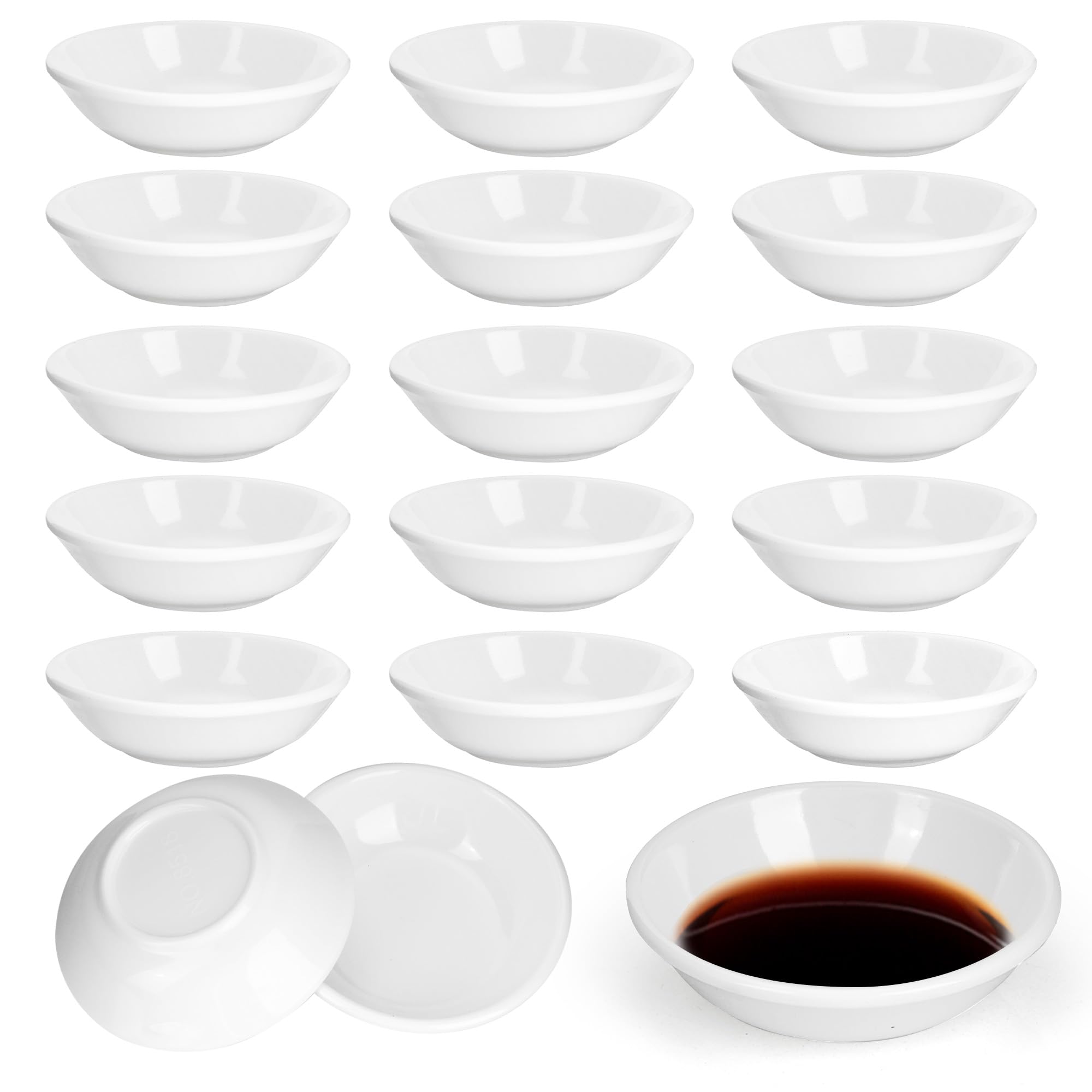 YKUKIZEE 24 PCS Plastic Mini Sauce Dishes Bowls, Round Mini White Side Dish, Small Sushi Soy Sauce Bowls for Ketchup Seasoning Spice Prep Snack Dipping Pinch Tomato Sauce Ramekins Bowl