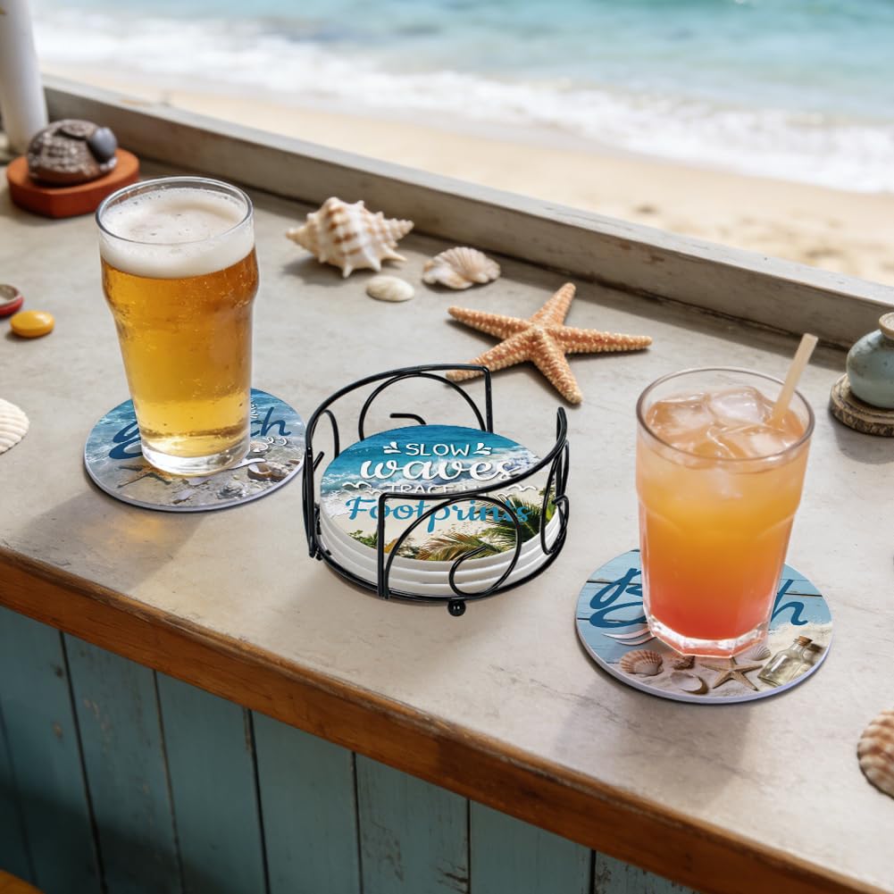 ANATTASOUL Lot de 6 Plage et Coquillages sous-Verres pour Maison & Cuisine