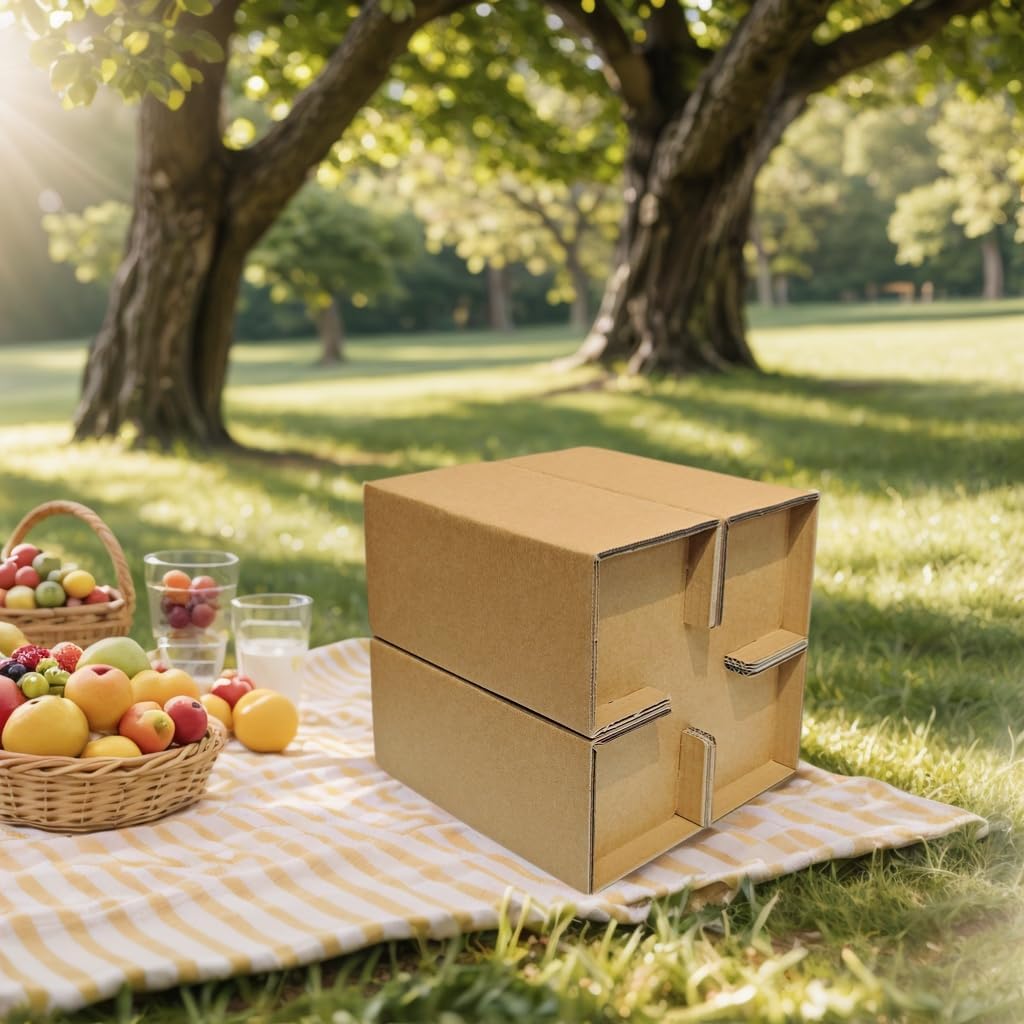 Brown Cardboard Stool - DIY Decoratable Cube Seat, Lightweight & Sturdy, Tool-Free Assembly, 9.8 Inch Compact Stool for Home Office Outdoor