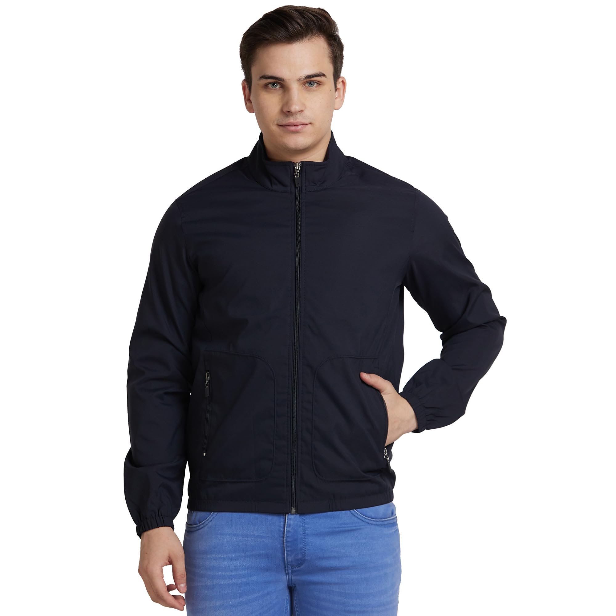 park avenue Men Regular Fit Solid Pattern Pure Polyester Band Collar Full Sleeve Casual Jacket-picture-39