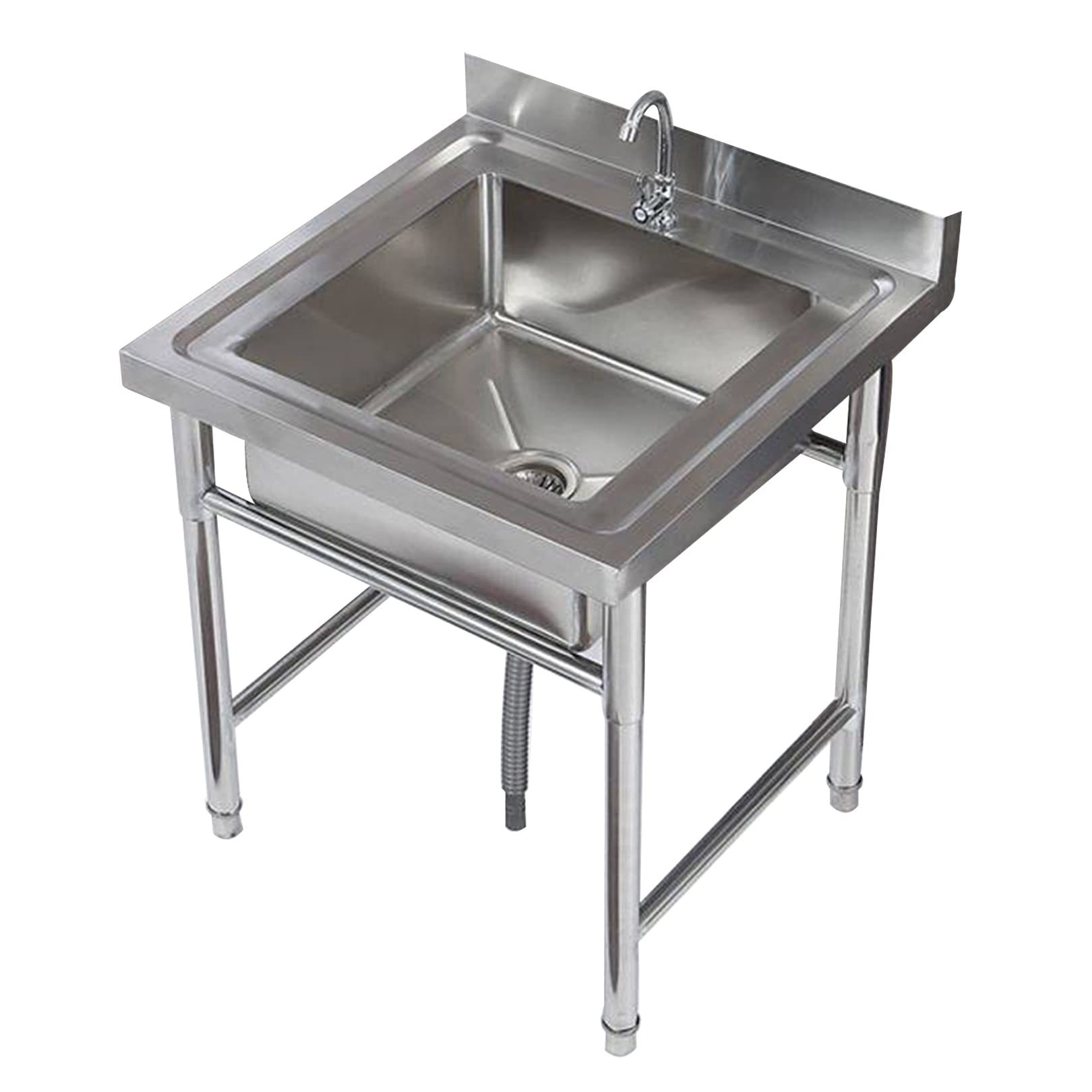 ZQFHSX Commercial Stainless Steel Sink Kitchen Catering Single Sink, Prep Utility Outdoor Garden Laundry with Stand for Garage School Canteen