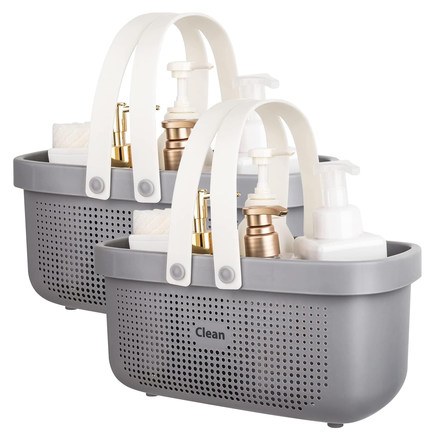2 Pack Shower Caddy Basket Tote for Dorm Room Essentials,Plastic Storage Basket with Handle, for Bathroom Kitchen Garden Toiletry Laundry Pool Beach,Cleaning Supplies Caddy