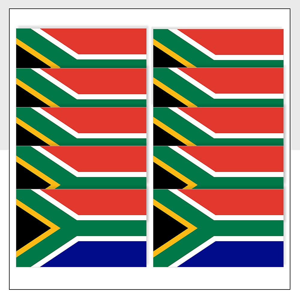 Pack of 10 South African Flag Sticker (25 x 15 mm) Flag Sticker Waterproof Stickers for Car, Fridge, Bikes Packwith®