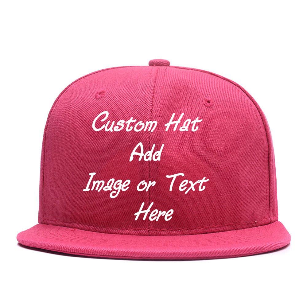Custom Snapback Cap with Your Image or Text, Flat-Brimmed Hat, Personalized Pop Rock Cap, Popular Adjustable Plain Flat Peak Baseball Cap for Friend Birthday Presents