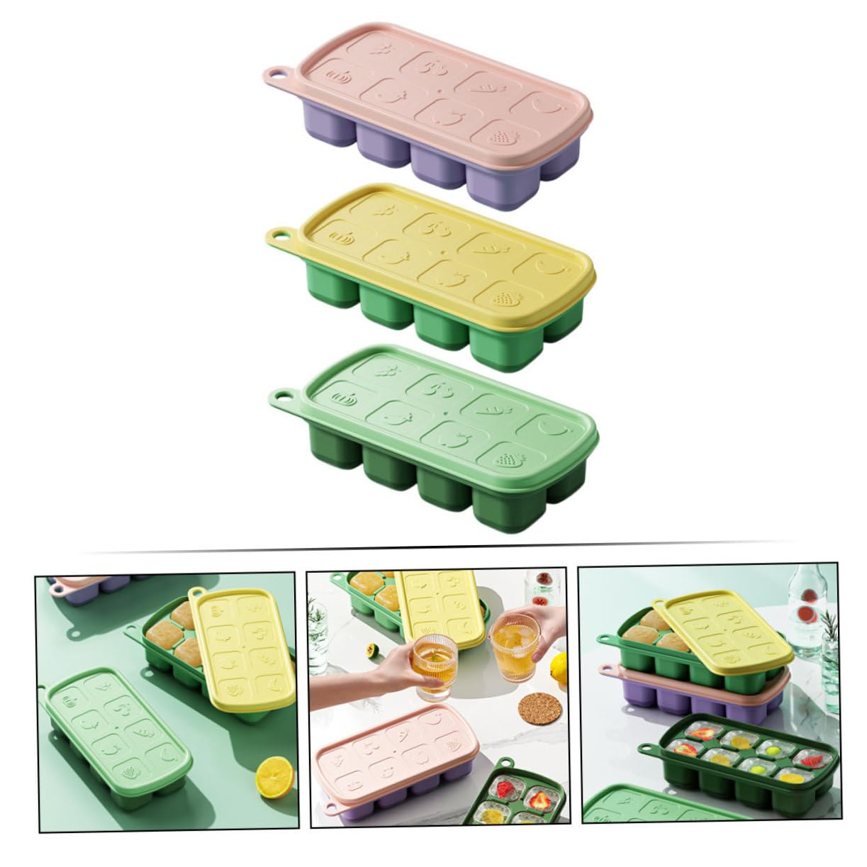 Amazon.co.jp: OFFSCH 3個 食品グレードのアイスボックス金型 ポ