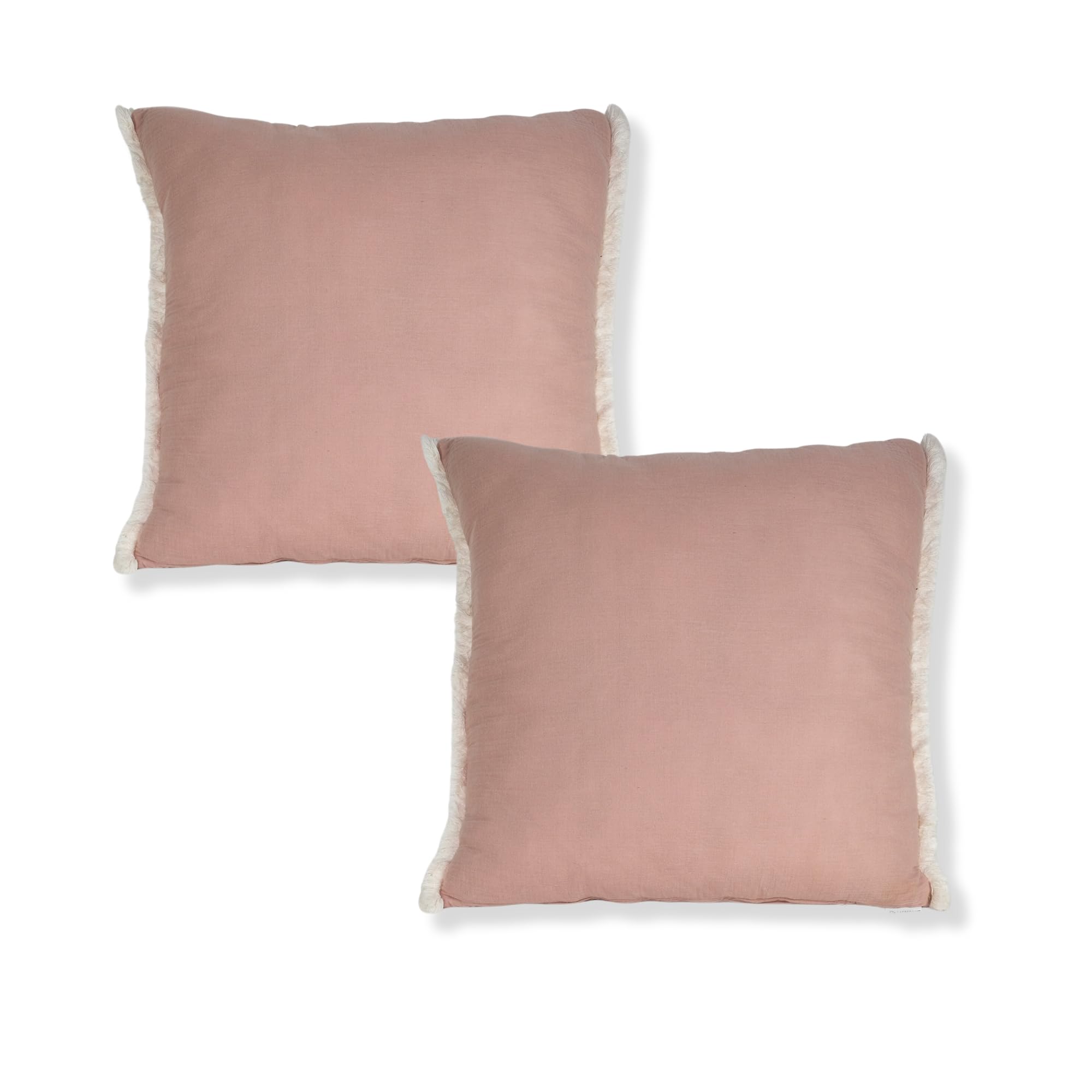 TAPIDECOR | Pack 2 Fundas + 2 Rellenos Cojín | Modelo Liberty Nude | Decoración Hogar | Cojin para Cama, Sofa, Salon, Terraza | Diseño Moderno y Elegante | Bambula | Color Rosa Empolvado | 60x60cm