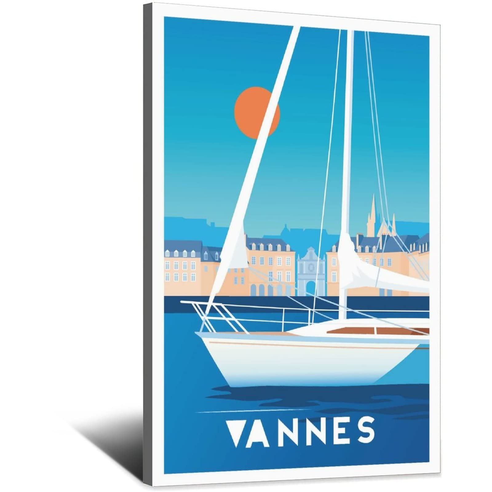 Póster decorativo de viaje de Vannes Francia Boat Vintage Carteles modernos de la lona del dormitorio del arte del cartel de la pintura de la pintura de carteles de decoración de la pared