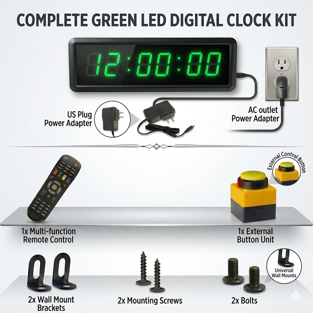Reloj temporizador de cuenta regresiva, cronómetro grande con botón de toque, compatible con función de cuenta atrás y tiempo real, ideal para juegos y deportes de interior, montaje en