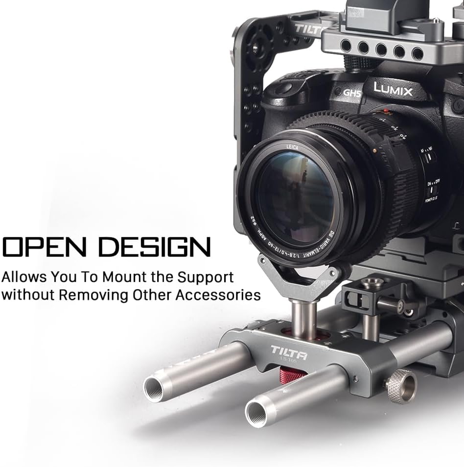 Tilta 15mm LWS Lens Support Pro | Mounts to Any 15mm LWS Rod System | Compatible with Most Lenses | Adjustable Tension Knob | Heavy Duty