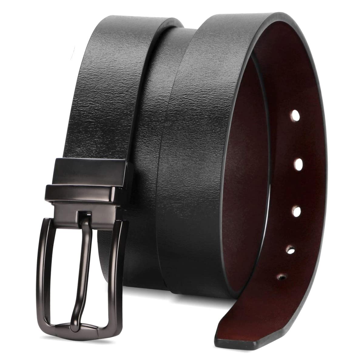 XZQTIVEReversible Leather Belts for Women with Rotated Metal Buckle 1.1in Black/Brown Women Narrow Jeans Belt Christmas Gift Box