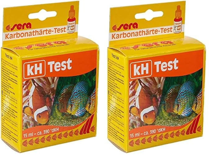 sera 04210 Karbonathärte Test (KH), misst zuverlässig und genau die Karbonathärte, für Süß- & Meerwasser, im Aquarium oder Teich, 15 ml (2er Pack)
