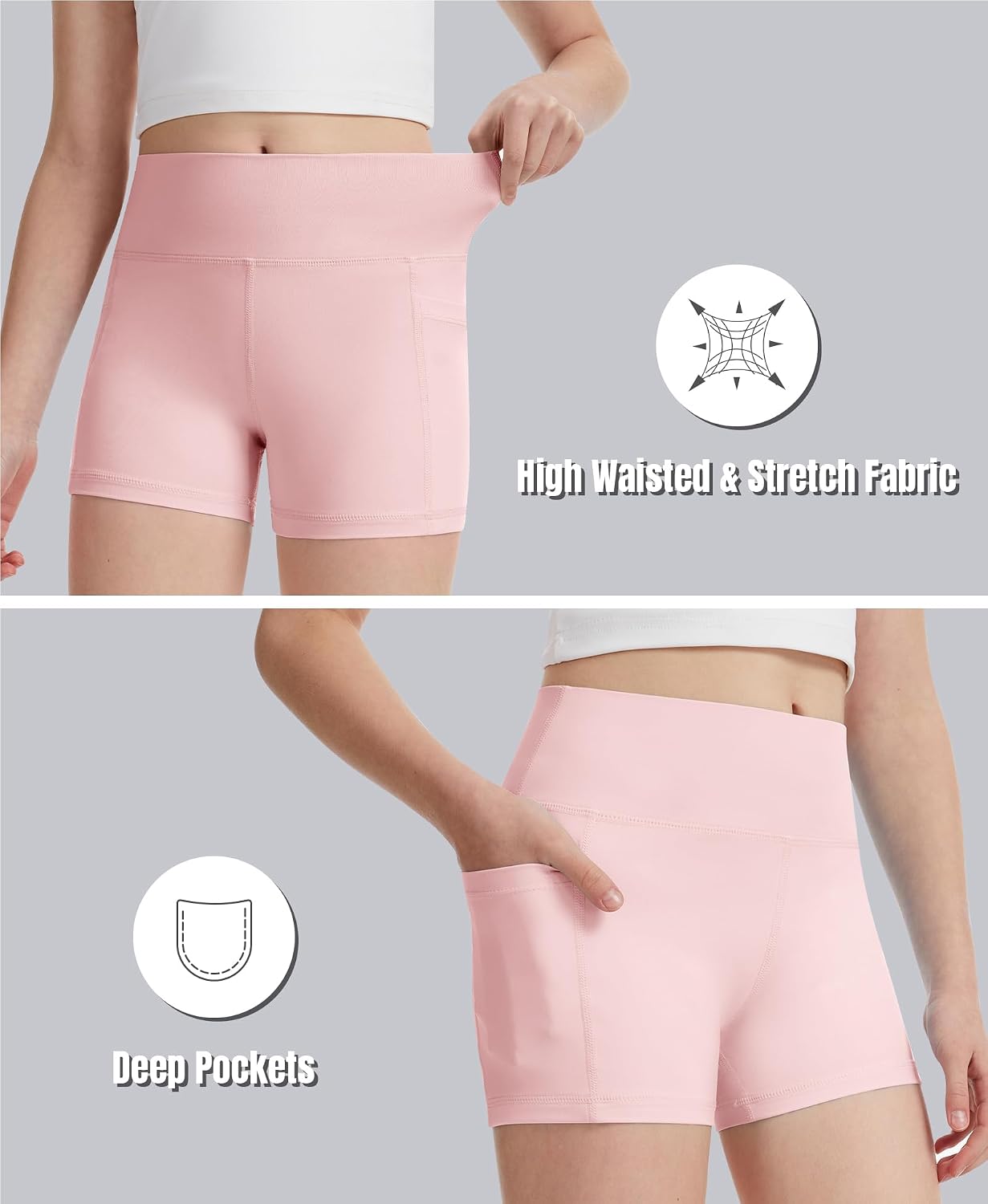 DOCUMO Girls Athletic Shorts with Pockets