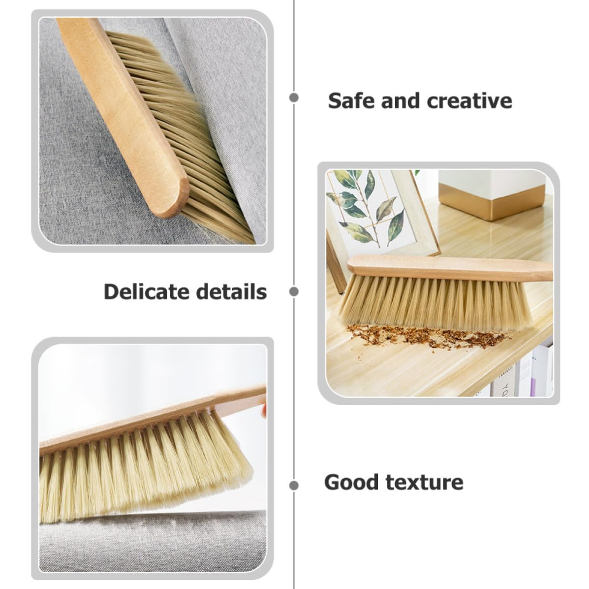 Cepillo de Mano de Madera Herramienta Resistente con Cerdas Suaves para Eliminar Polvo Hogar para Limpieza de Sábanas y Tapicería