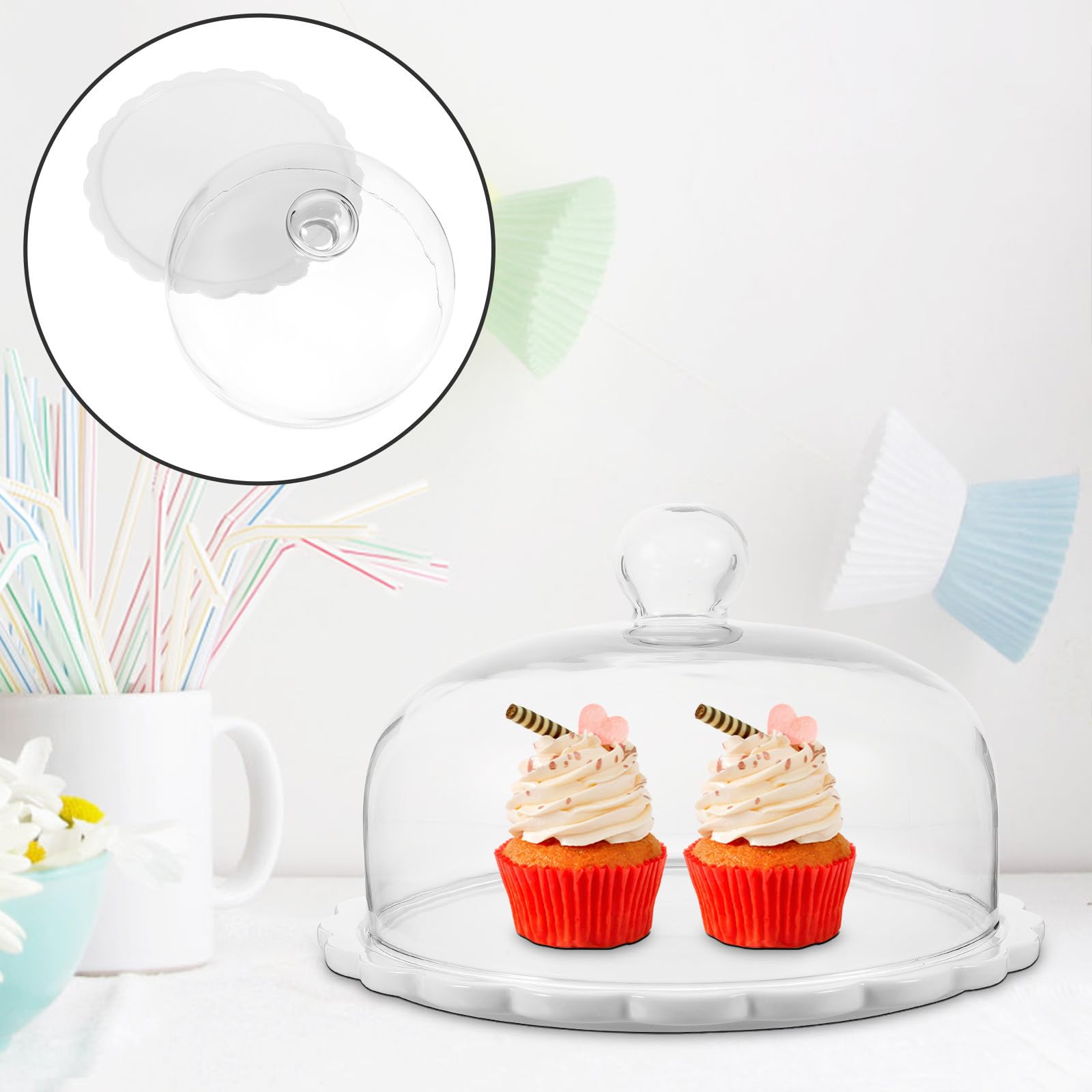 Nordic Design Couvercle Verre Plateau Céramique Support Gâteau Dessert Mariage Pique- Buffet