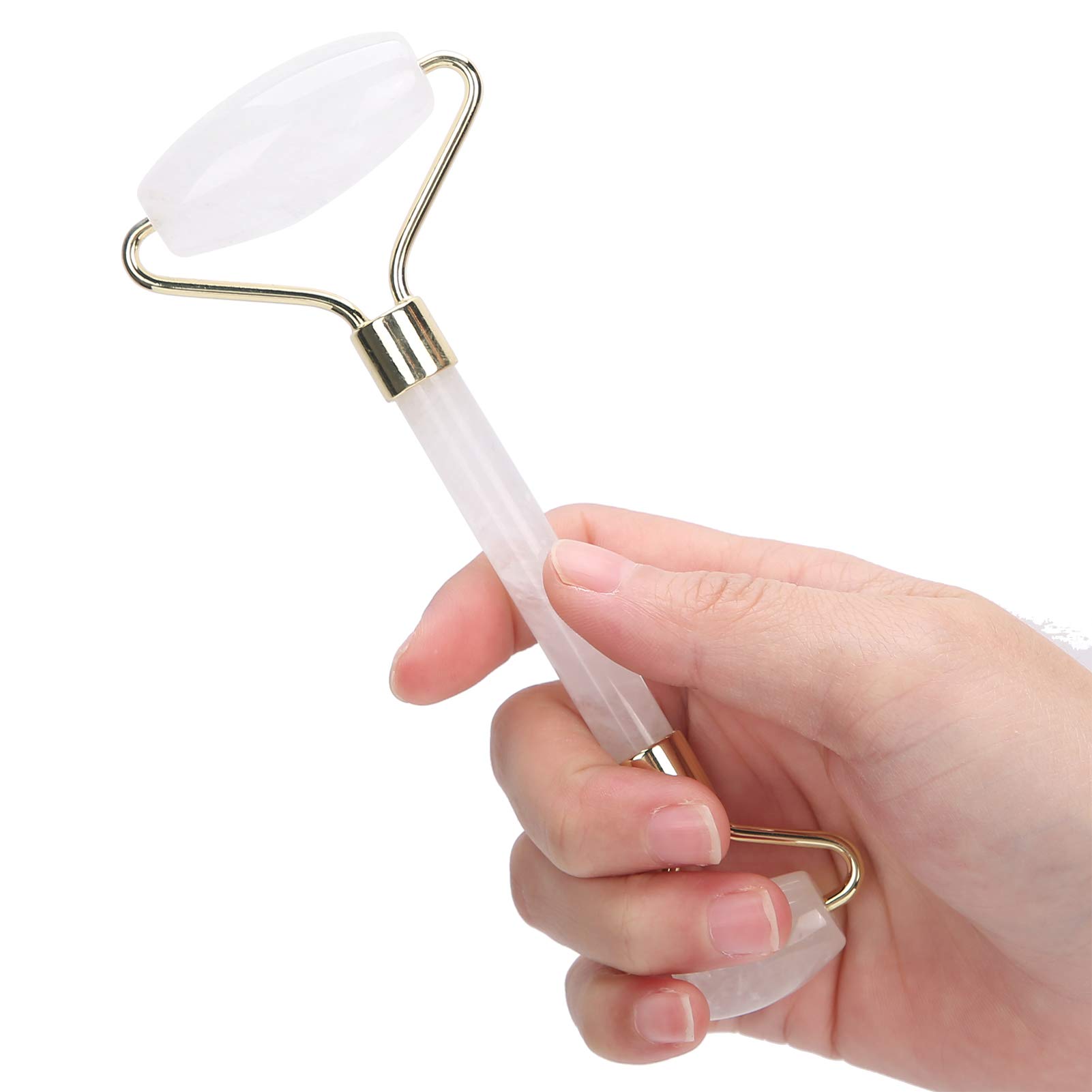 Pongnas Wałek Jadeitowy, Jadeitowy Masażer do Twarzy z ergonomiczną konstrukcją łuku do Krążenia Twarzy, Pielęgnacji Skóry, Ramion, Pleców i Talii (WHITE)