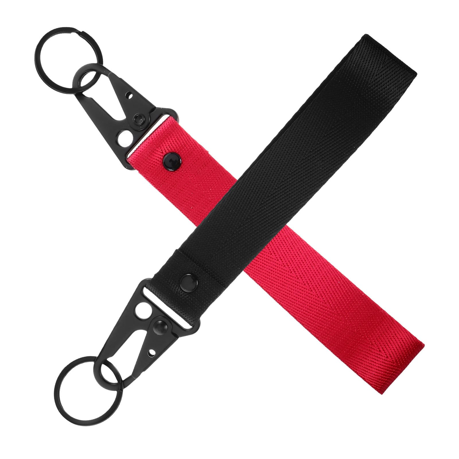 2 Pcs Fabric Motorcycle Keychains with 19cm Black and Red Wrist Lanyards, Heavy Duty Universal Key Rings for Men and Women, Anti-lost Sturdy Key Holders for Bikes and Cars