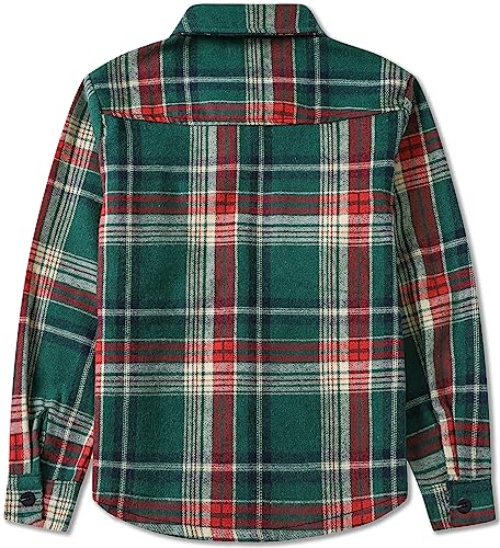 Image of SANGTREE Women and Girls Long Sleeve Flannel Casual Button Down Plaid Shirt