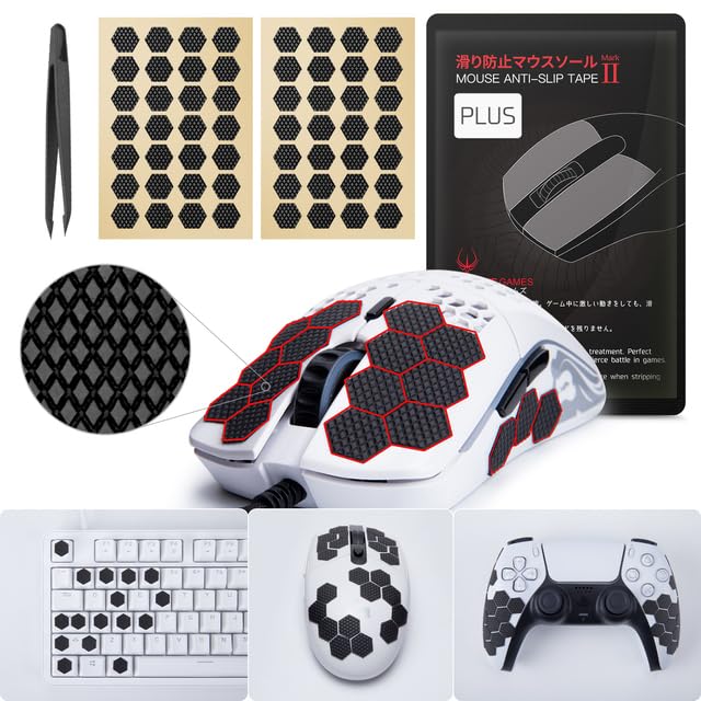 AECOMP - 56 Pieces Hotline Games 2.0 Plus Hexagon Universal Mouse Grip Tape for Any Gaming Mouse Anti-Slip Tape, Free Combination (Hexagon Grip Tape)