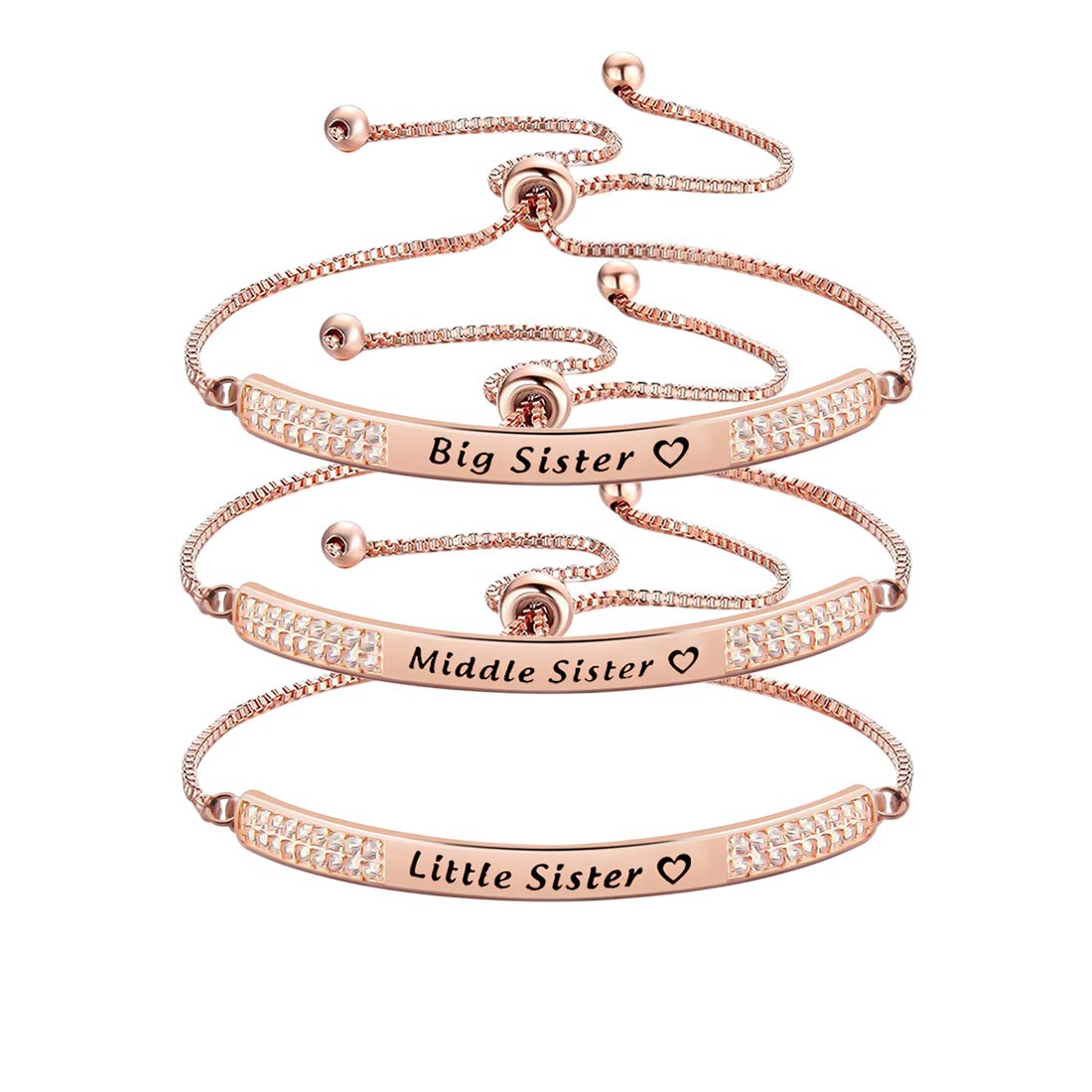 CHOOROCHOORO Best Friend Jewelry Big Sister Middle Sister Little Sister Bracelet Set Sisters Rhinestone Bracelet Wedding Gifts for Sisters