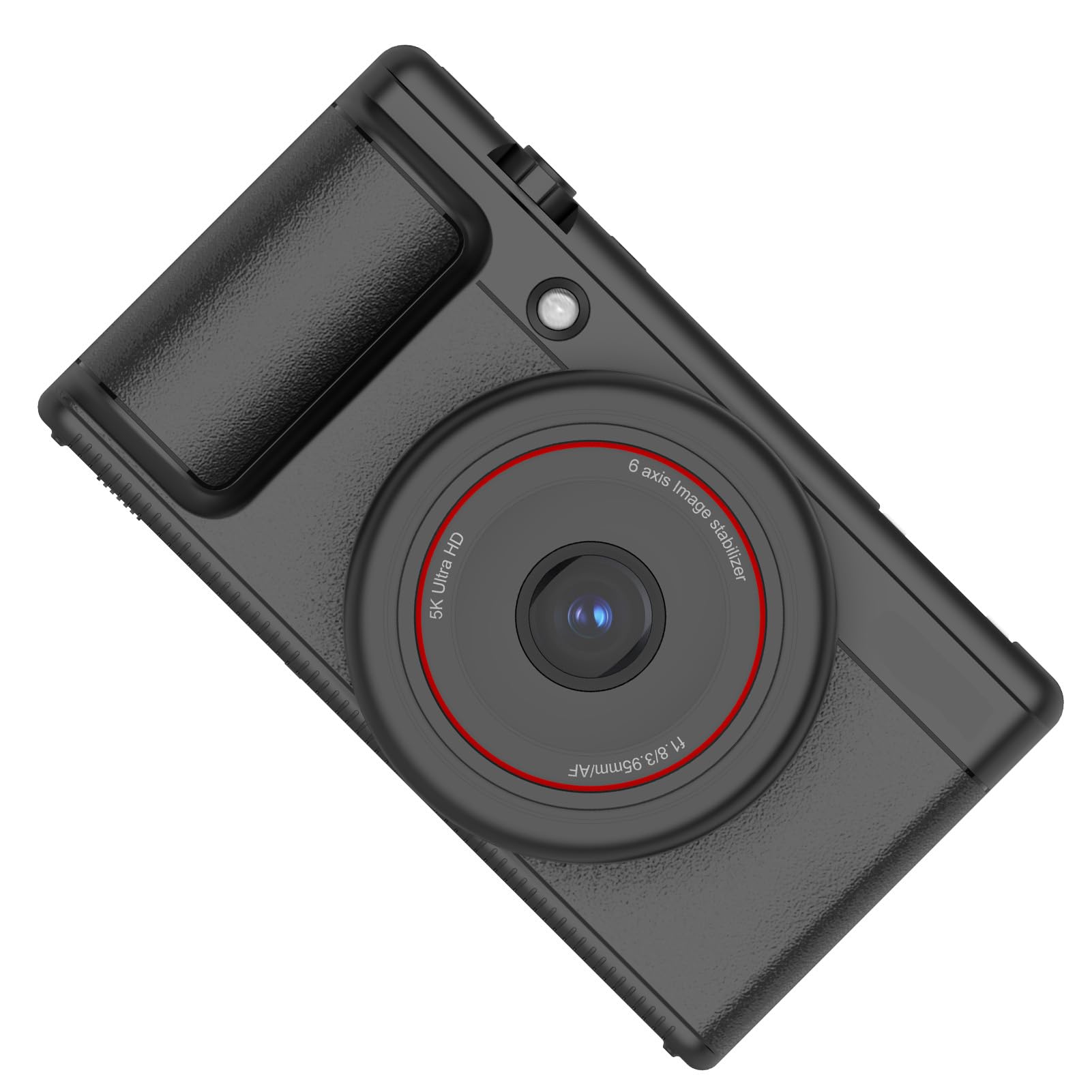 Asixxsix Fotocamera Digitale 5K, Zoom 16X da 80 MP, Schermo Ribaltabile da 180, Stabilizzazione a 6 Assi, Fotocamera da Viaggio, per Vlogging con Fotografia Vlog Travel (BLACK)