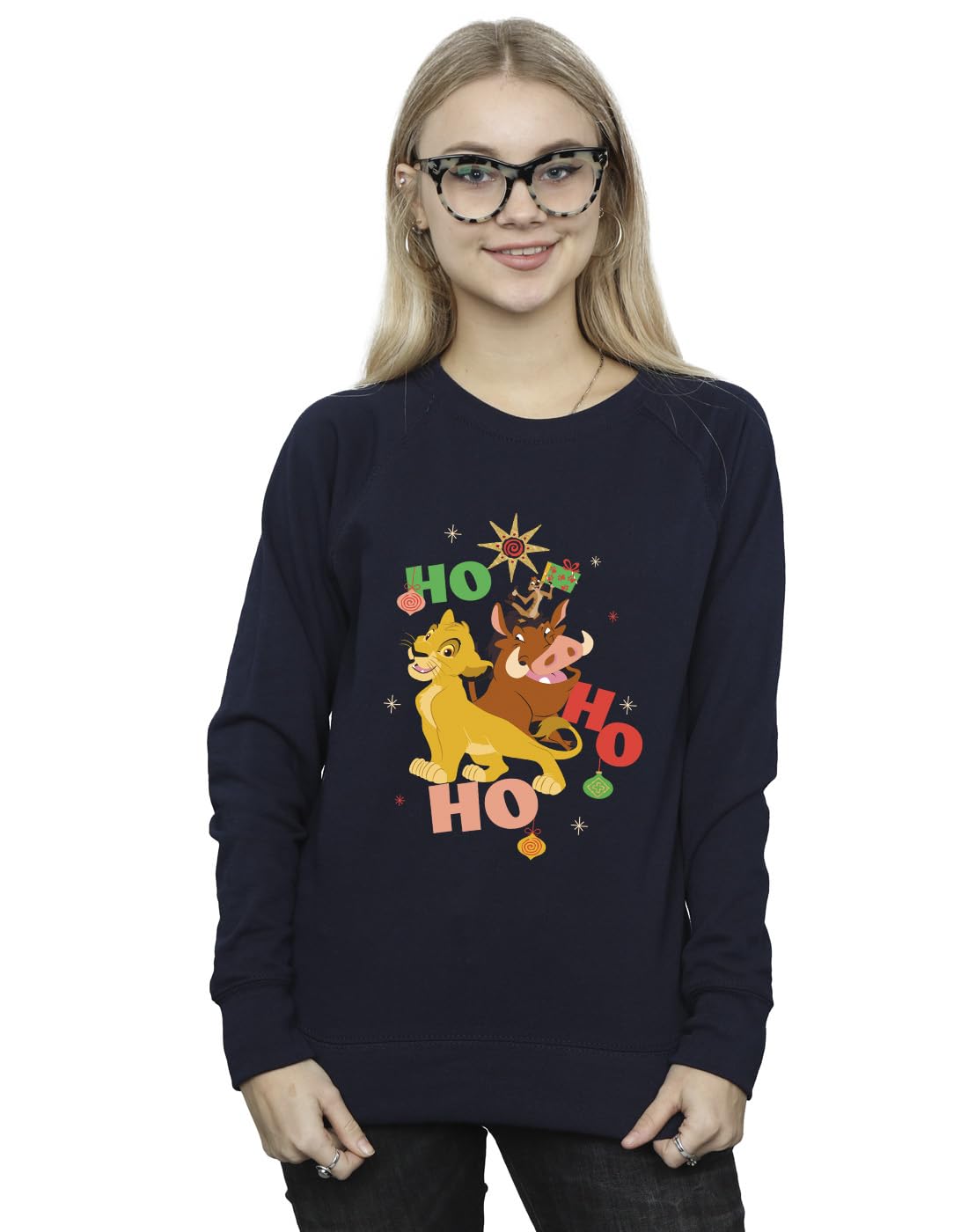 Absolute Cult Women's Navy Blue Disney The Lion King Ho Ho Ho Sweatshirt Small