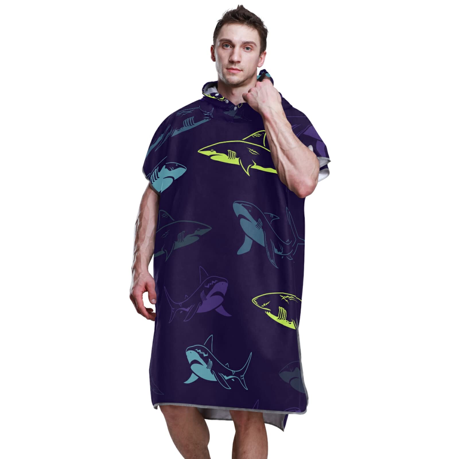 Vestaglia per il cambio di poncho da surf per adulti, senza cuciture, con cappuccio e tasca, ad asciugatura rapida, asciugamano in microfibra, per bagno, spiaggia, all'aperto