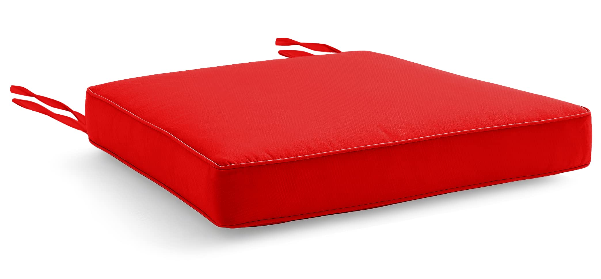 Water Resistant Chair Cushions with Ties for Indoor and Outdoor Use - Patio Furniture Seat Pads with Durable Polyester Fabric - Ideal for Dining, Lawn, Garden, Coffee Shop (40 x 40 x 5cm, Red)