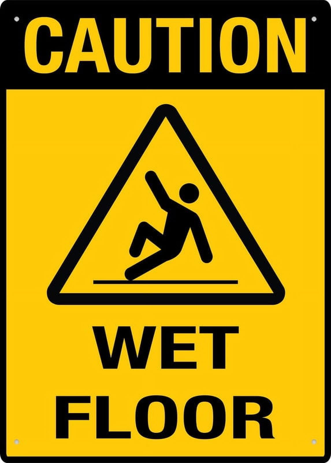 Wet Floor Chic Art Wall Retro Decor Unique Artistic Tinplate Plaque Practical Decorative Gifts for Family Friends Tin Sign 8x12 Inch