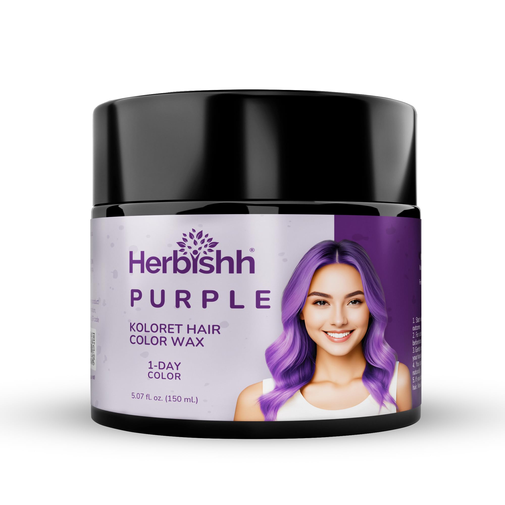 Herbishh Koloret Temporary Hair Color Wax - Purple Washable Hair Paint - Vegan & DIY for Kids, Men & Women - 5.07 fl oz