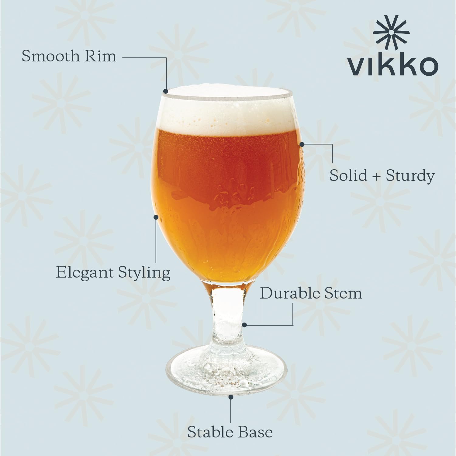 Vikko vasos de cerveza de 13.5 onzas con tallo, elegantes y elegantes, aptos para lavavajillas, para fiestas, bodas y uso diario, juego de 6 vasos de cerveza de vidrio transparente