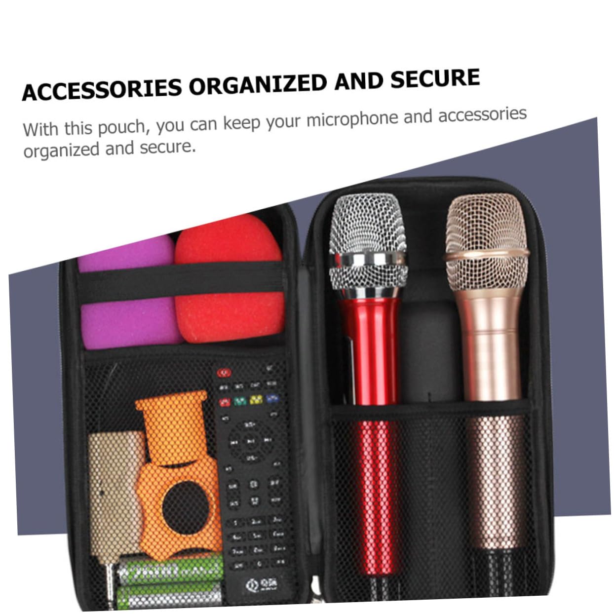 Abaodam Borsa Per Microfono Wireless Rigida Con Manico Resistente Urti E Polvere Custodia Compatta Per Microfono Senza Filo E Accessori Usb Ideale Per Karaoke Esterno