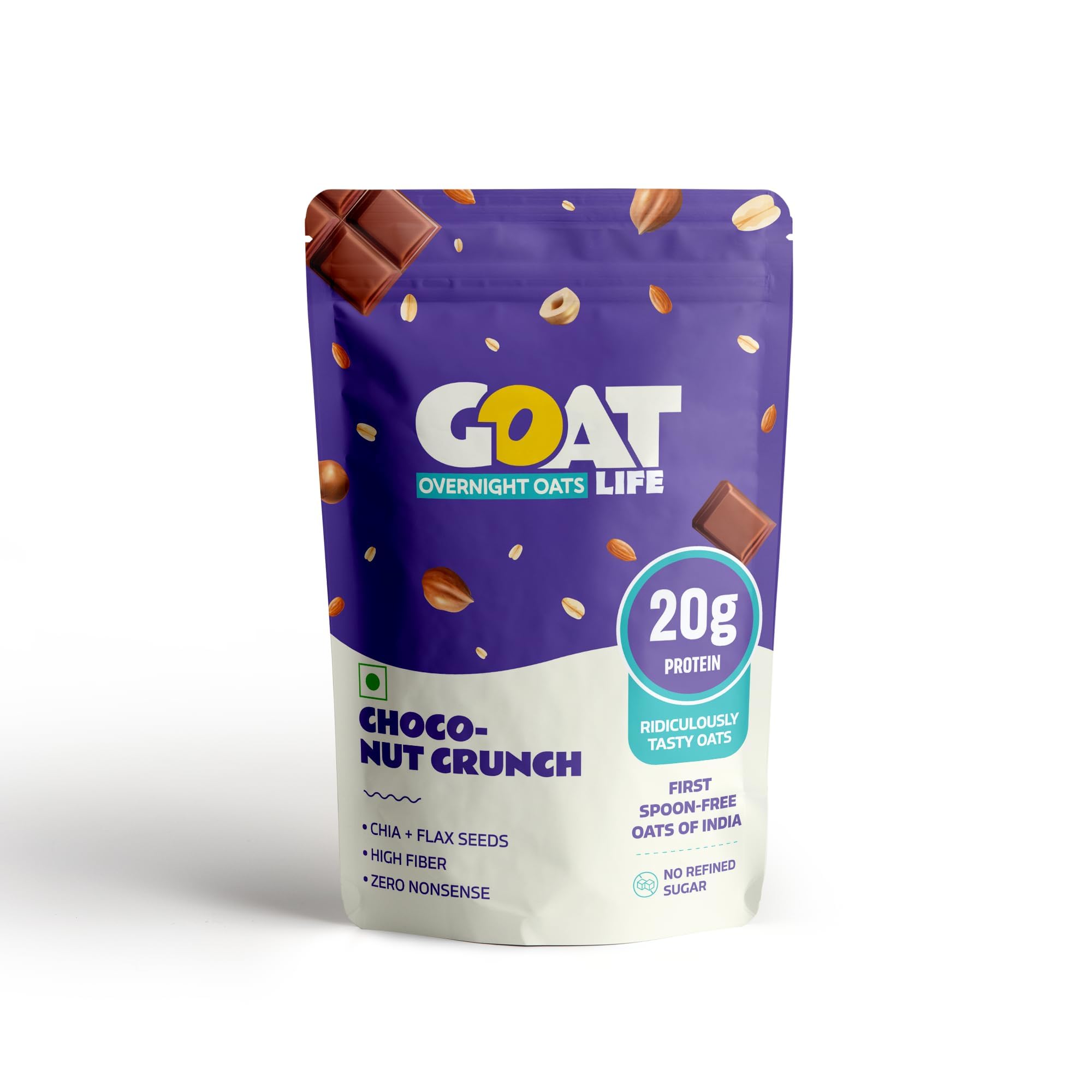 GOAT Life Overnight Oats 1.035kg with Sipper Bottle | High Protein (20g, 10g) | Pack of 15 | No Refined Sugar | Natural Breakfast Cereal | Ideal for Weight Management | Spoonfree Oatmeal 2